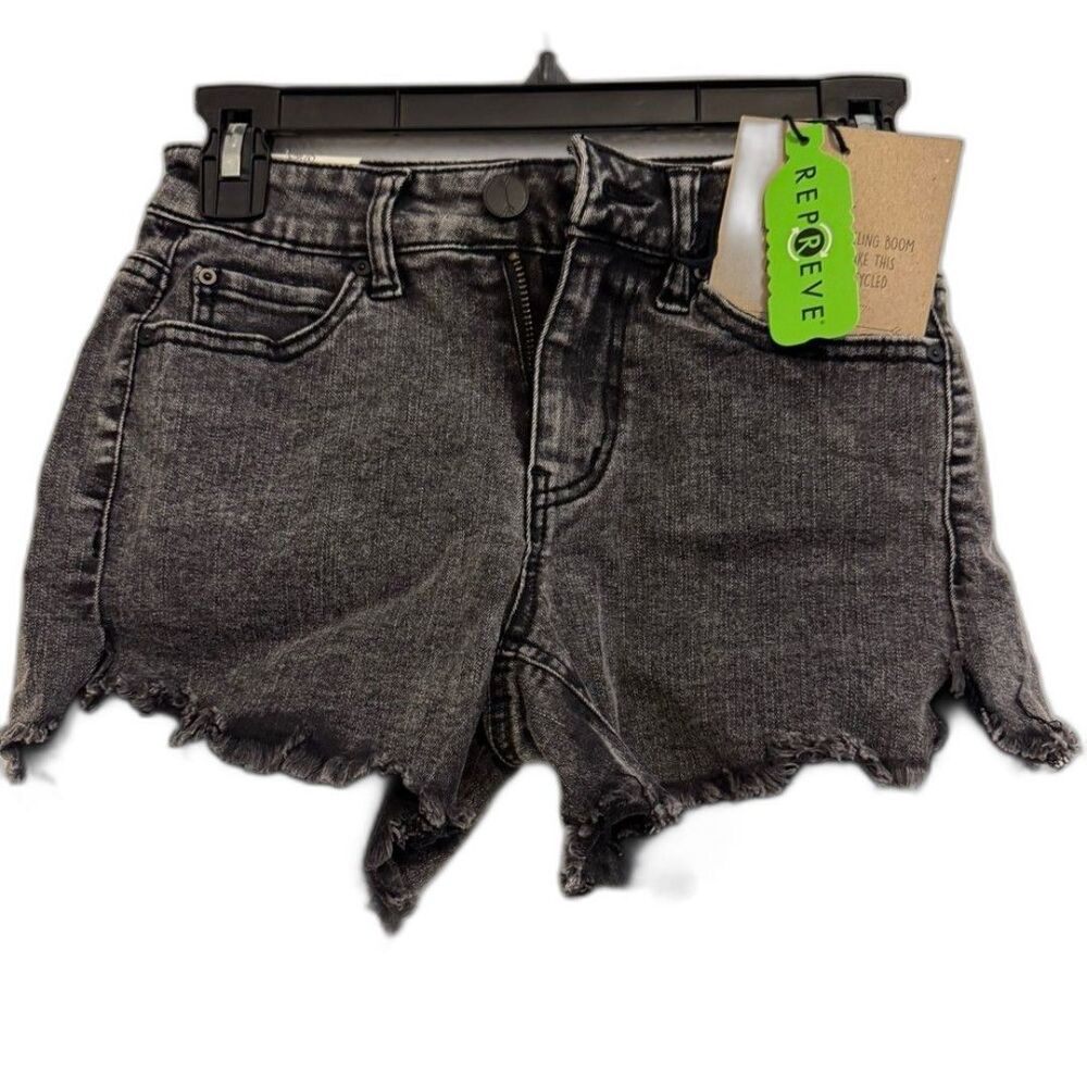 Black Jean Shorts with Distressed Raw-Edge Hem NWT